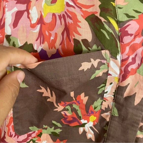 Soft Surroundings tunic floral rolled sleeves side pockets women’s Size XSmall - Picture 6 of 14